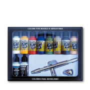 Model Air - Basic Colors 10 Color Acrylic Paint + Airbrush Set