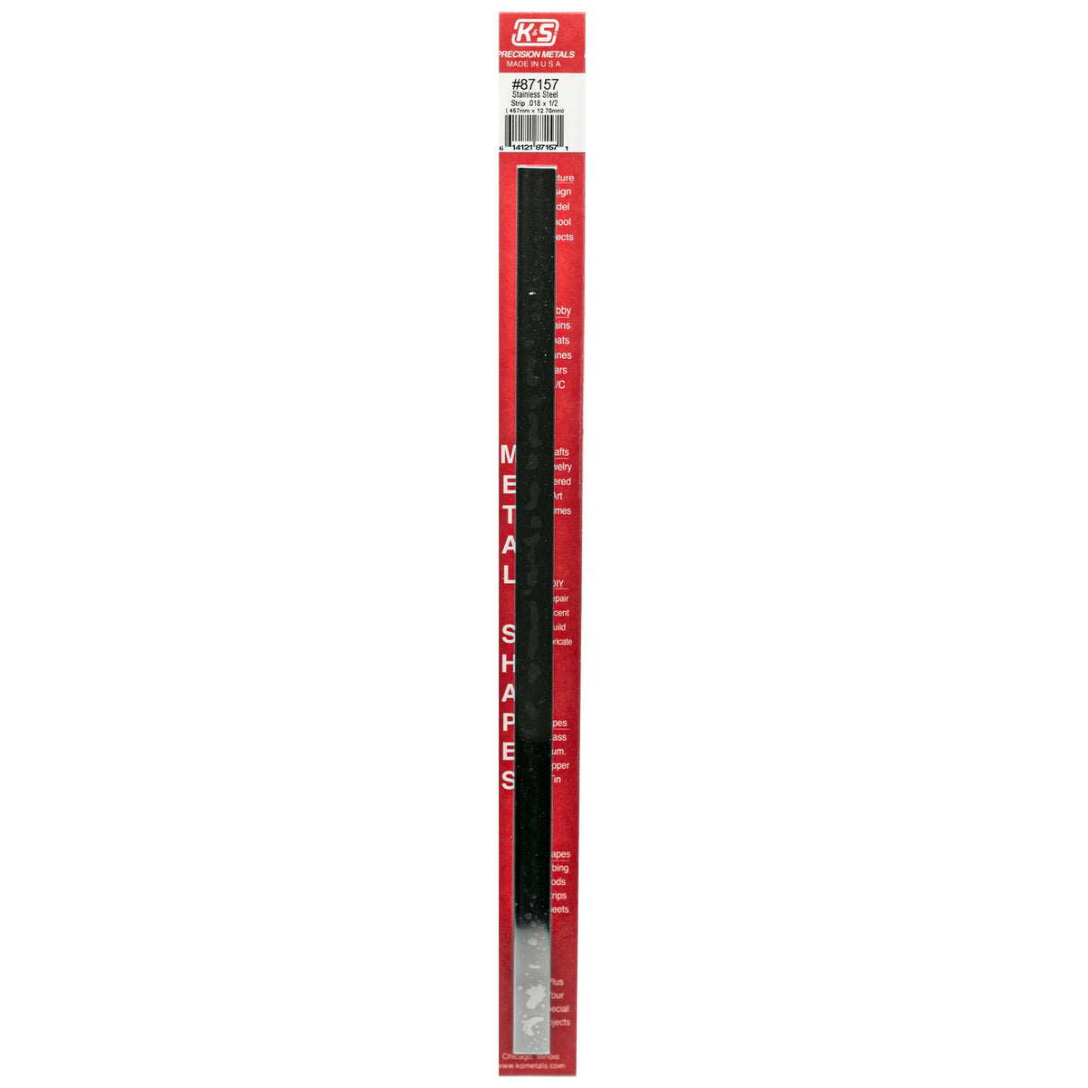 Stainless Steel Strip: 0.018" Thick x 1/2" Wide x 12" Long (1pc)