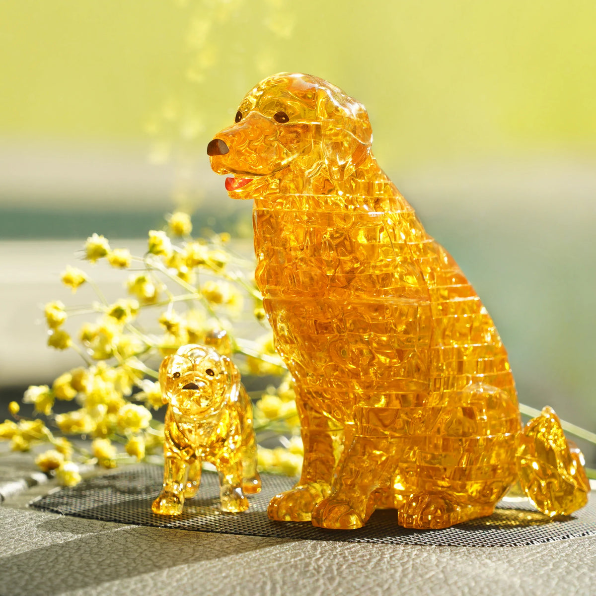 3D Golden Retriever with Puppy Crystal Puzzle