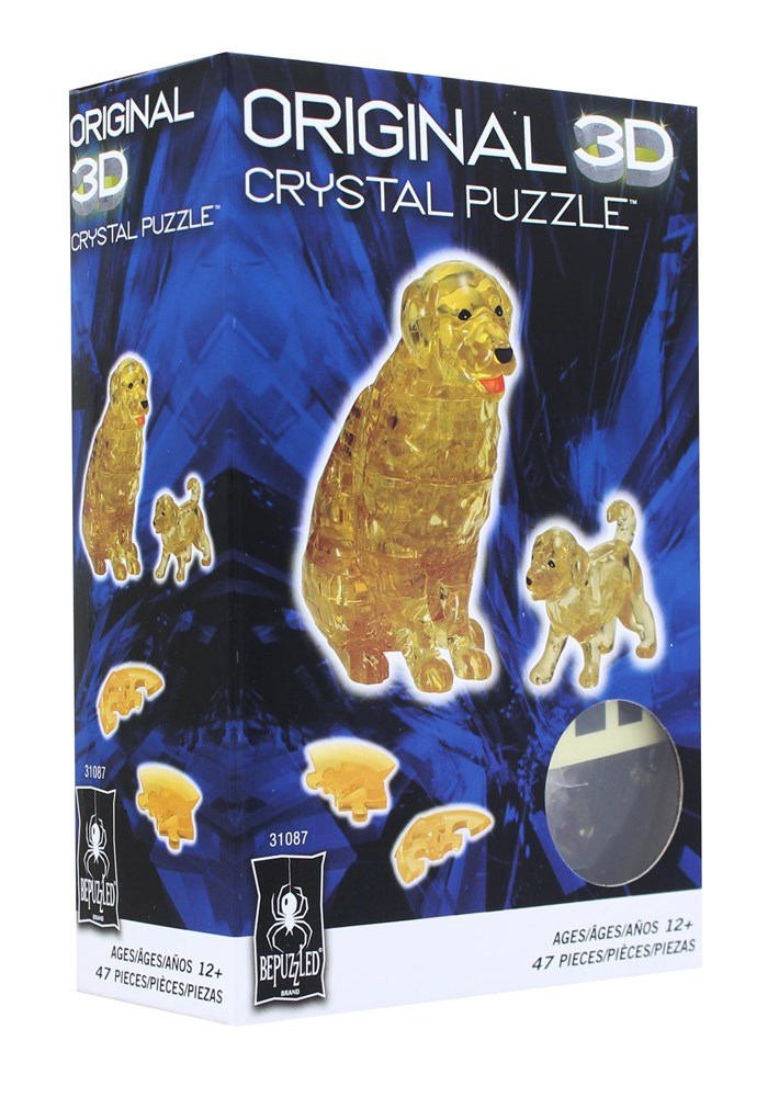 3D Golden Retriever with Puppy Crystal Puzzle