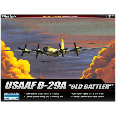 12517 1/72 USAAF B29A Old Battler Superfortress Plastic Model Kit