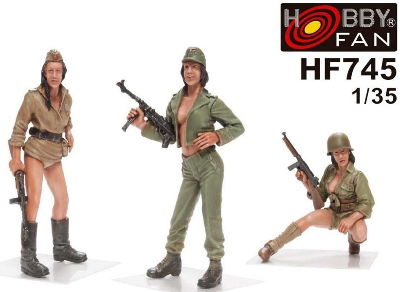 HF745 1/35 Military Girls PinUp 3 Figures Plastic Model Kit