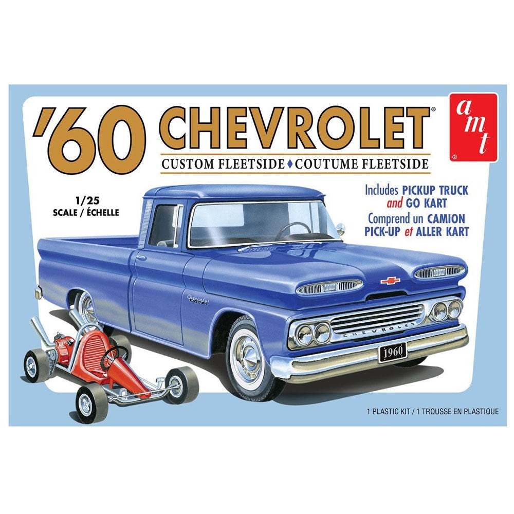 1063M 1/25 1960 Chevy Custom Fleetside Pickup w/Go Kart Plastic Model Kit_1