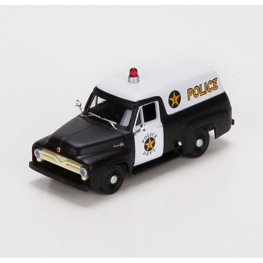 HO F100 Panel Truck 1955 Polizeiauto BlackandWhite