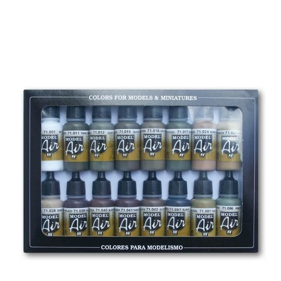 Vallejo - Vallejo 71190 Model Air German/Allied WWII 16 Colour Acrylic Airbrush Paint Set