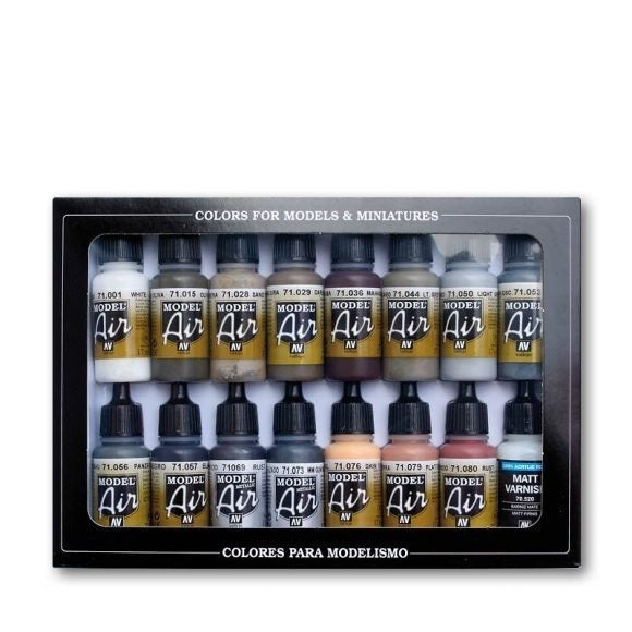Vallejo - Vallejo 71194 Model Air Weathering Set 16 Colour Acrylic Airbrush Paint Set