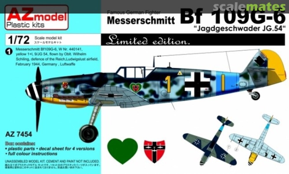 AZ7454 1/72 Bf 109G6 JG.54 Plastic Model Kit