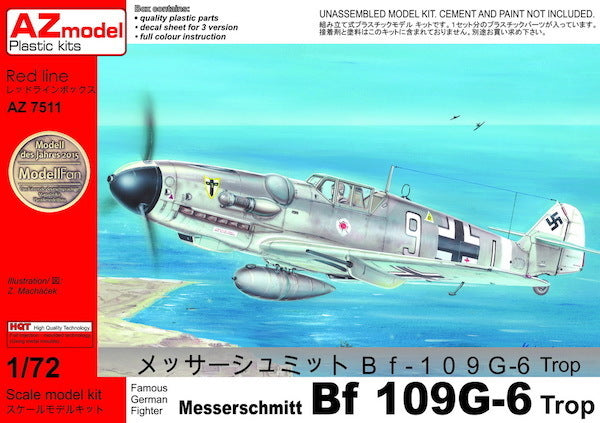 AZ7511 1/72 Bf 109G6 Trop Plastic Model Kit
