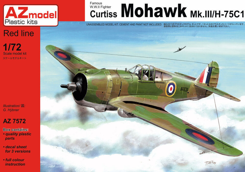 AZ7572 1/72 Curtiss Mohawk Mk.III/H75 Plastic Model Kit