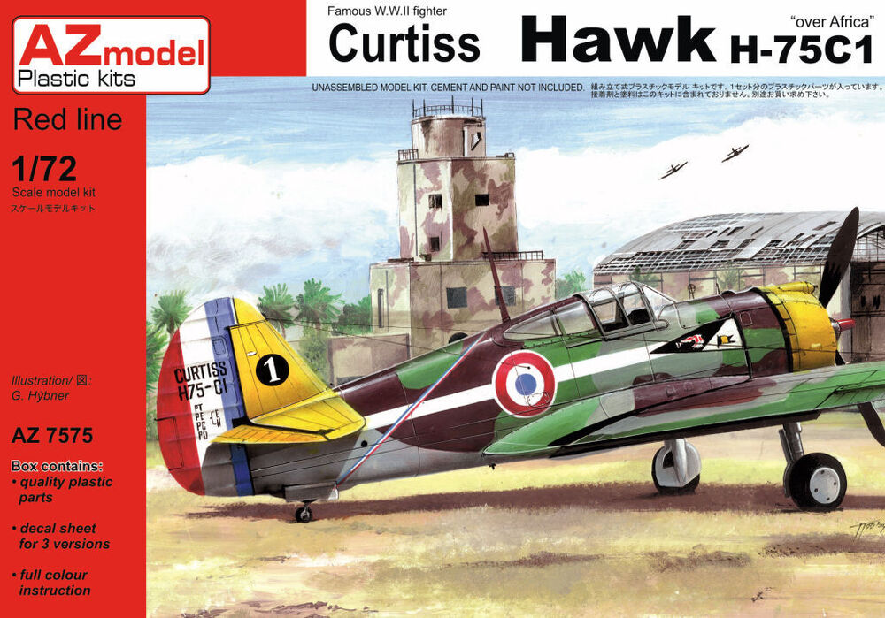 AZ7575 1/72 Curtiss Hawk H75   Over Africa   Plastic Model Kit