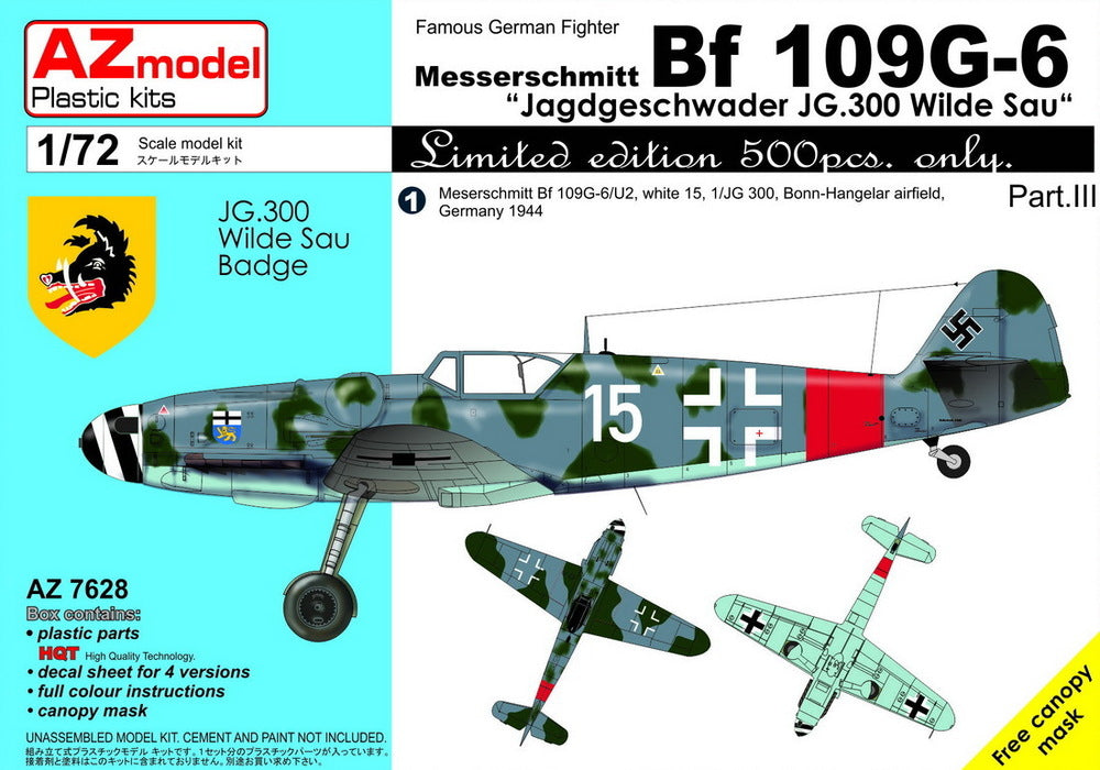 AZ7628 1/72 Bf 109G6 JG.300 Pt.III   LIMITED EDITION Plastic Model Kit