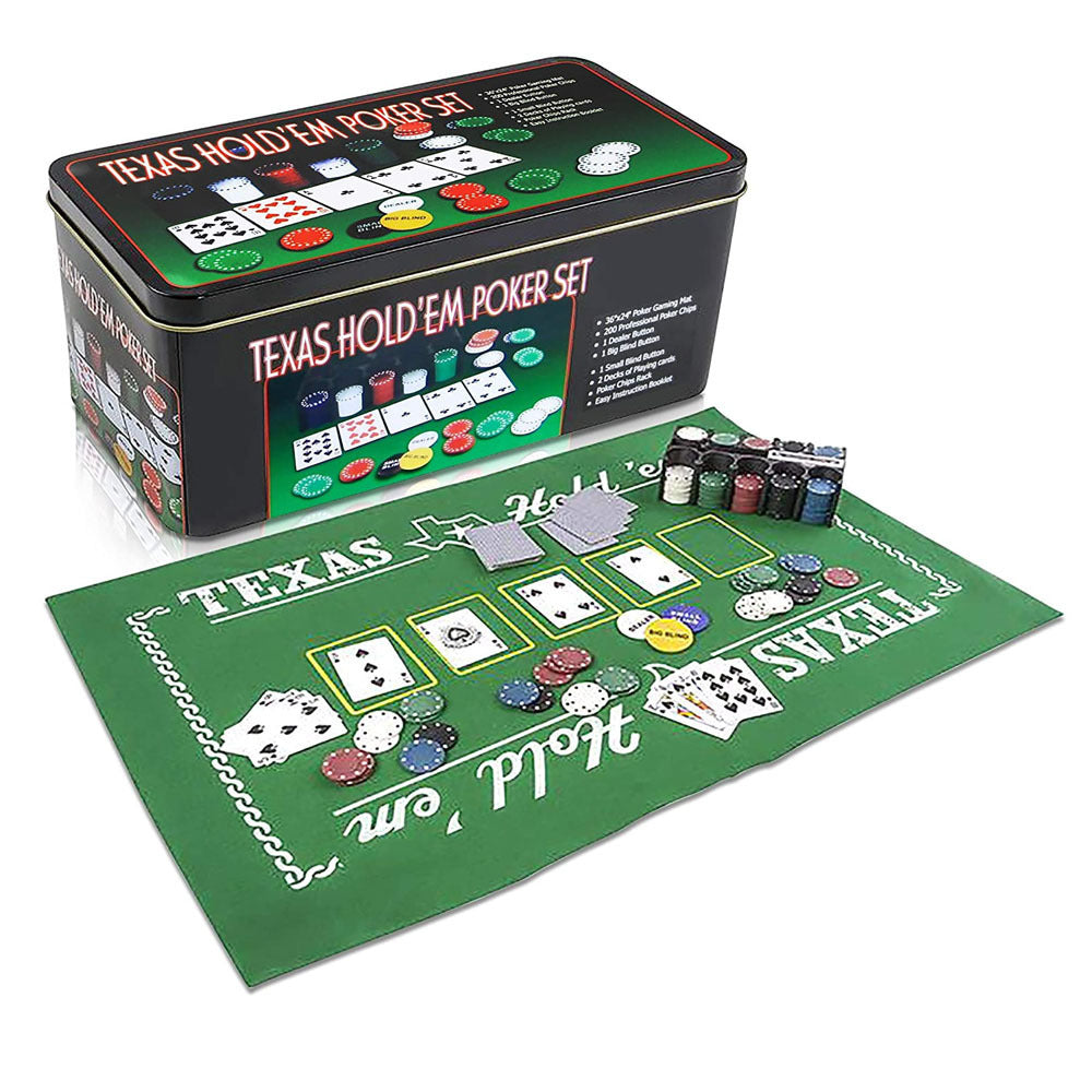Texas HoldEm Poker Set in Rectangular Tin