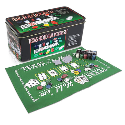 Texas HoldEm Poker Set in Rectangular Tin