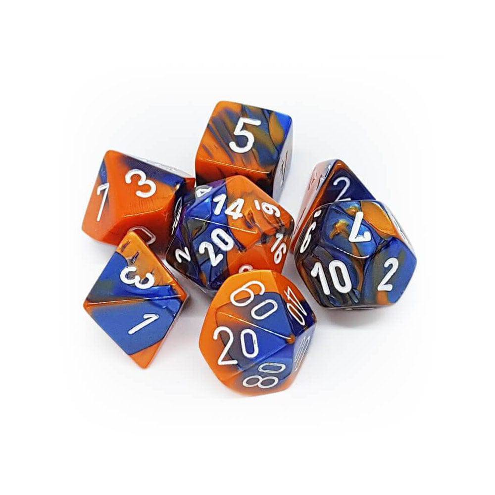 Chessex - Gemini Blue & Orange with White 7-Die Set