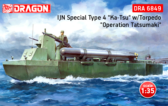 6849 1/35 IJN Special Type 4   KaTsu   w/Torpedo Operation Tatsumaki Plastic Model Kit