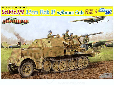 6953 1/35 Sd.Kfz.7/2 3.7cm FlaK 37 w/Armor Cab or Sd.Kfz.7/2 3.7cm FlaK 36 Plastic Model Kit