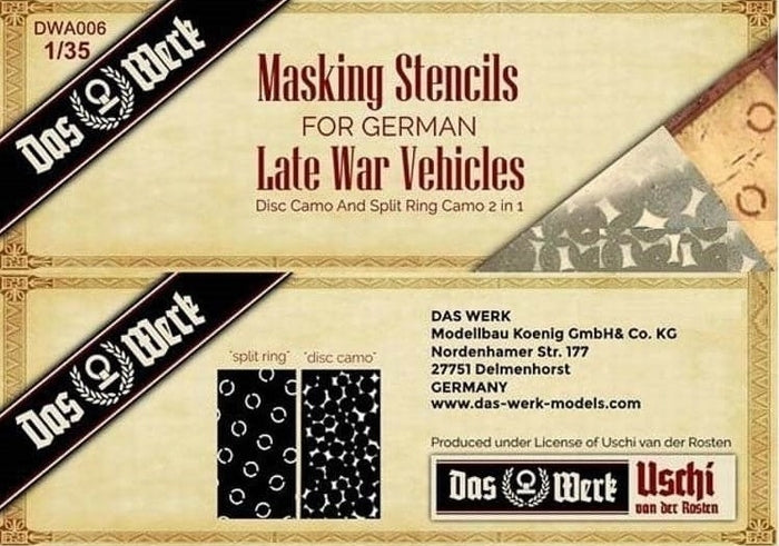 A006 German Late War Masking Stencils Plastic Model Kit