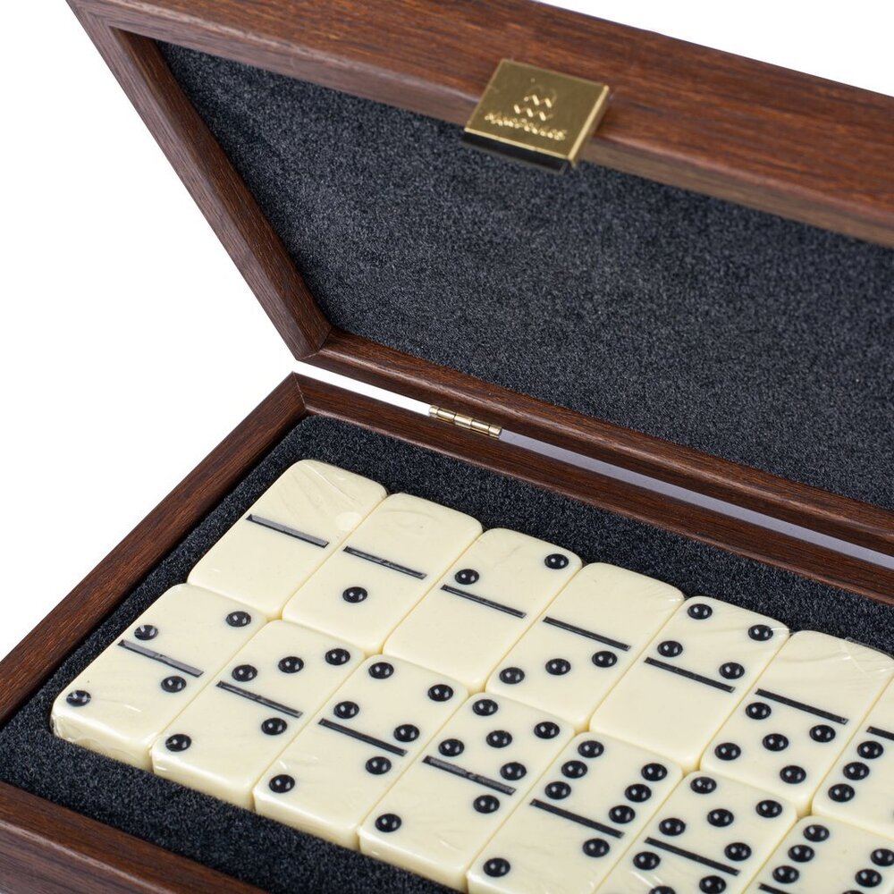 Dominoes 52x27x1cm in Dark Brown  wooden case 24x17cm