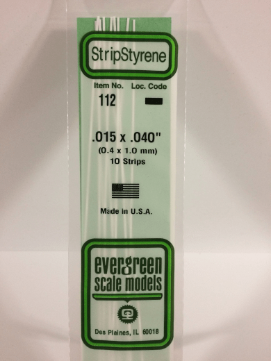 Evergreen - Evergreen 112 White Polystyrene Strip 0.015 x 0.040 x 14" / 0.38mm x 1mm x 36cm
