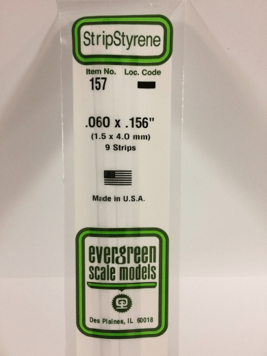 Evergreen - Evergreen 157 White Polystyrene Strip 0.060 x 0.156 x 14" / 1.5mm x 4mm x 36cm