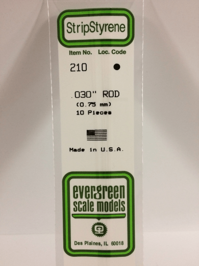 Evergreen - Evergreen 210 White Polystyrene Rod 0.030 x 14" / 0.76mm x 36cm