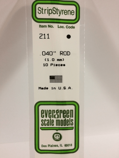 Evergreen - Evergreen 211 White Polystyrene Rod 0.040 x 14" / 1mm x 36cm