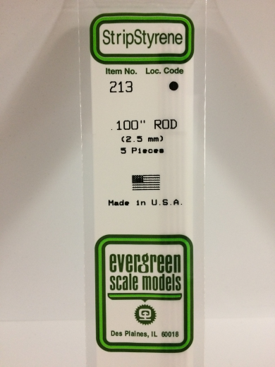 Evergreen - Evergreen 213 White Polystyrene Rod 0.100 x 14" / 2.5mm x 36cm
