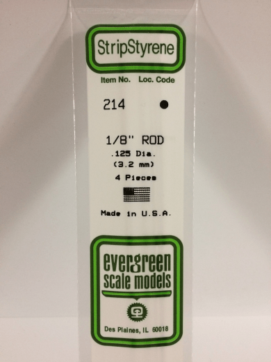 Evergreen - Evergreen 214 White Polystyrene Rod 0.125 x 14" / 3.2mm x 36cm