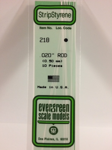 Evergreen - Evergreen 218 White Polystyrene Rod 0.020 x 14" / 0.51mm x 36cm
