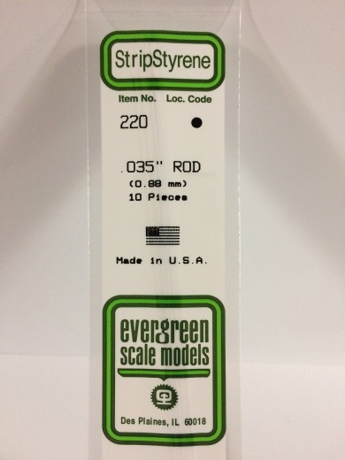 Evergreen - Evergreen 220 White Polystyrene Rod 0.0350 x 14" / 0.88mm x 36cm