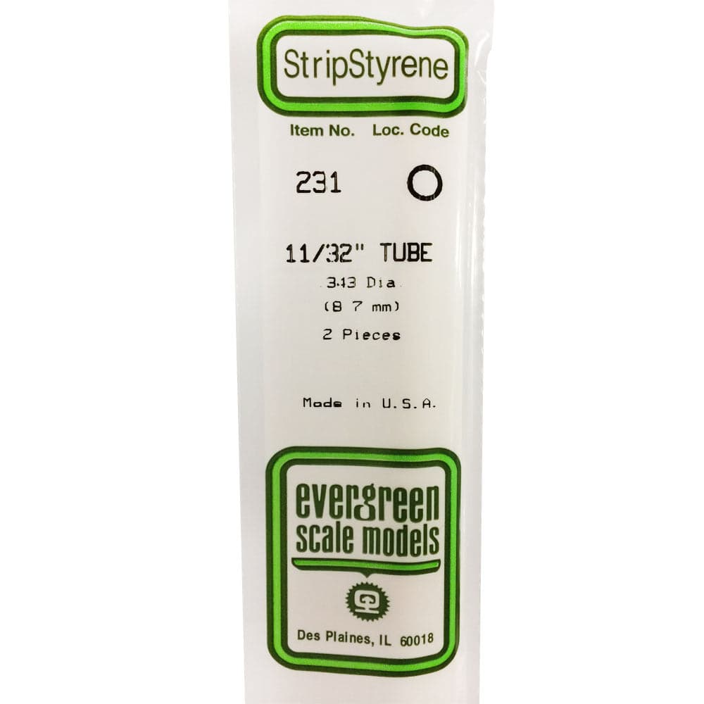 Evergreen - Evergreen 231 White Polystyrene Tube 0.344 x 14" / 8.7mm x 36cm