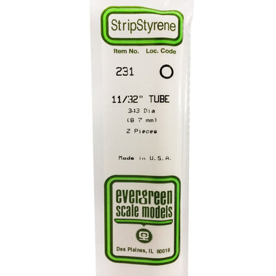 Evergreen - Evergreen 231 White Polystyrene Tube 0.344 x 14" / 8.7mm x 36cm