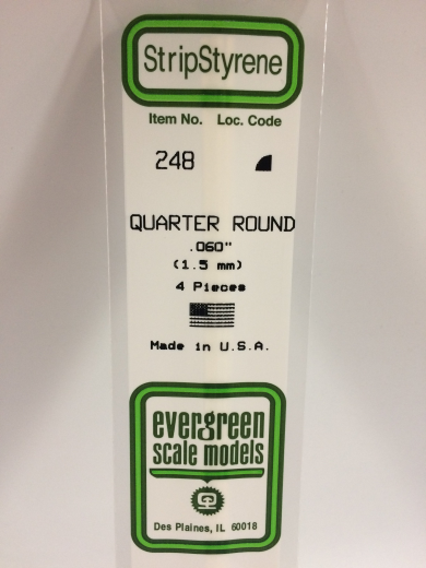 248 White Polystyrene Quarter Round 0.060 x 14   / 1.5mm x 36cm
