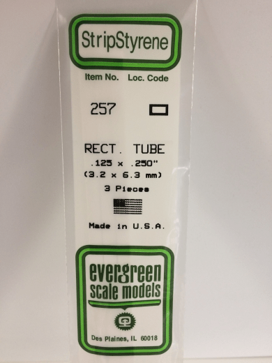 Evergreen - Evergreen 257 White Polystyrene Rectangular Tube 0.125 x 0.250 x 14" / 3.2mm x 6.4mm x 36cm