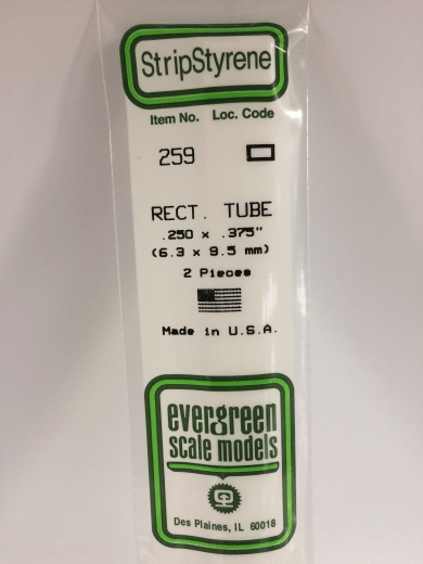 Evergreen - Evergreen 259 White Polystyrene Rectangular Tube 0.250 x 0.375 x 14" / 6.4mm x 9.5mm x 36cm