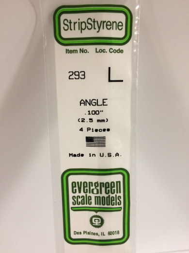 Evergreen - Evergreen 293 White Polystyrene Angle 0.100 x 14" / 2.5mm x 36cm