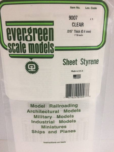 Evergreen - Evergreen 9007 Clear Polystyrene Sheet 0.015 x 6 x 12" / 0.38mm x 15cm x 30cm