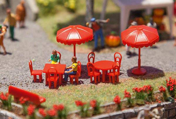 Faller - Sun Umbrellas, Tables & Benches