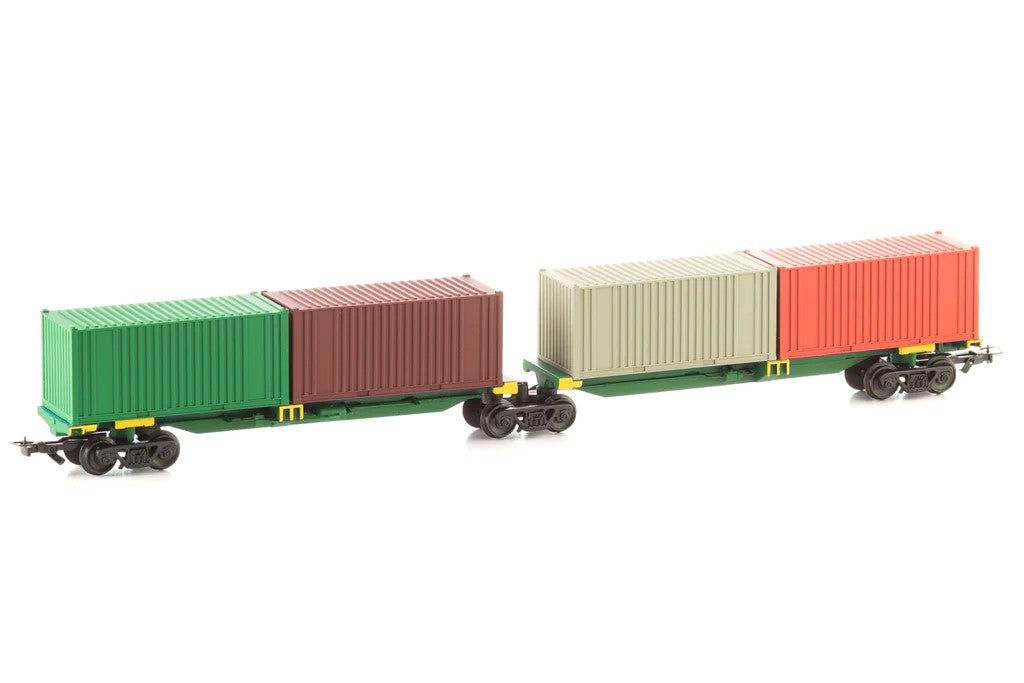 HO Twin Container Wagons Shared Centre Bogie ANR