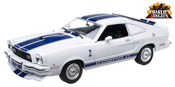 1/18 Charlies Angels  1976 Ford Mustang Cobra II White w/ Blue Stripes