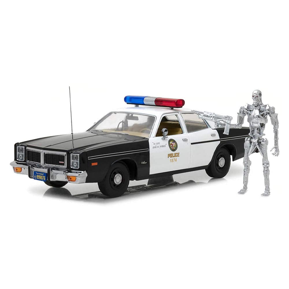 GreenLight - 1:18 The Terminator (1984) 1977 Dodge  Monaco Metropolitan Police w/ T-800 Endoskeleton Figure (Artisan Collection)