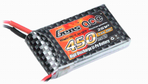 Gens Ace - Gens Ace 450mAh 30C 7.4C Soft Case Lipo Battery (UMX Plug)