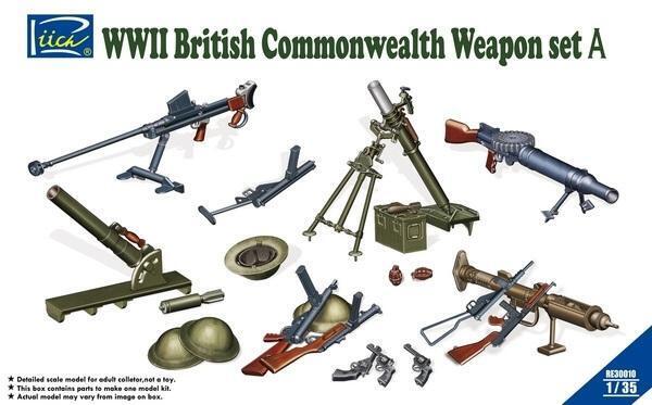 Models RE30010 1/35 WWII British Commonwealth Weapon Set A Plastic Model Kit