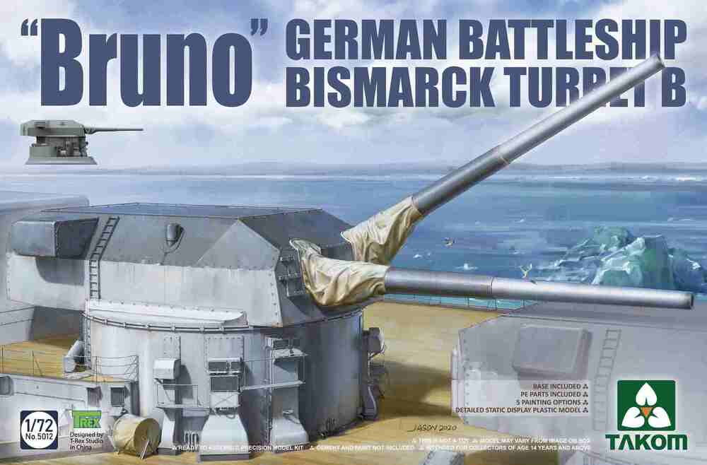 5012 1/72   Bruno   German Battleship Bismarck Turret B Plastic Model Kit