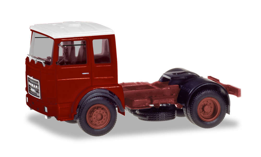 Herpa - 1:87 Roman Diesel 4Ã2 Rigid Tractor  (Brown-Red/White Roof)