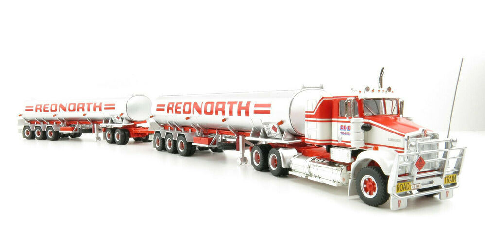 1/64 Tanker Road Train   Red North   Includes Prime Mover Dolly and 2 x Tanker Trailers