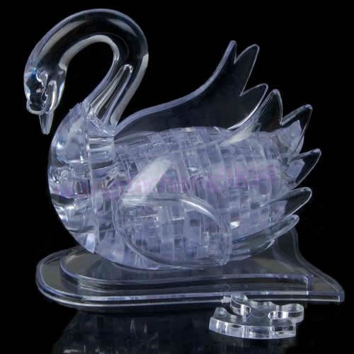 3D Clear Swan Crystal Puzzle