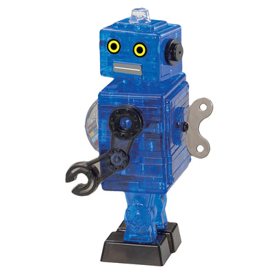 3D Clear Blue Robot Crystal Puzzle