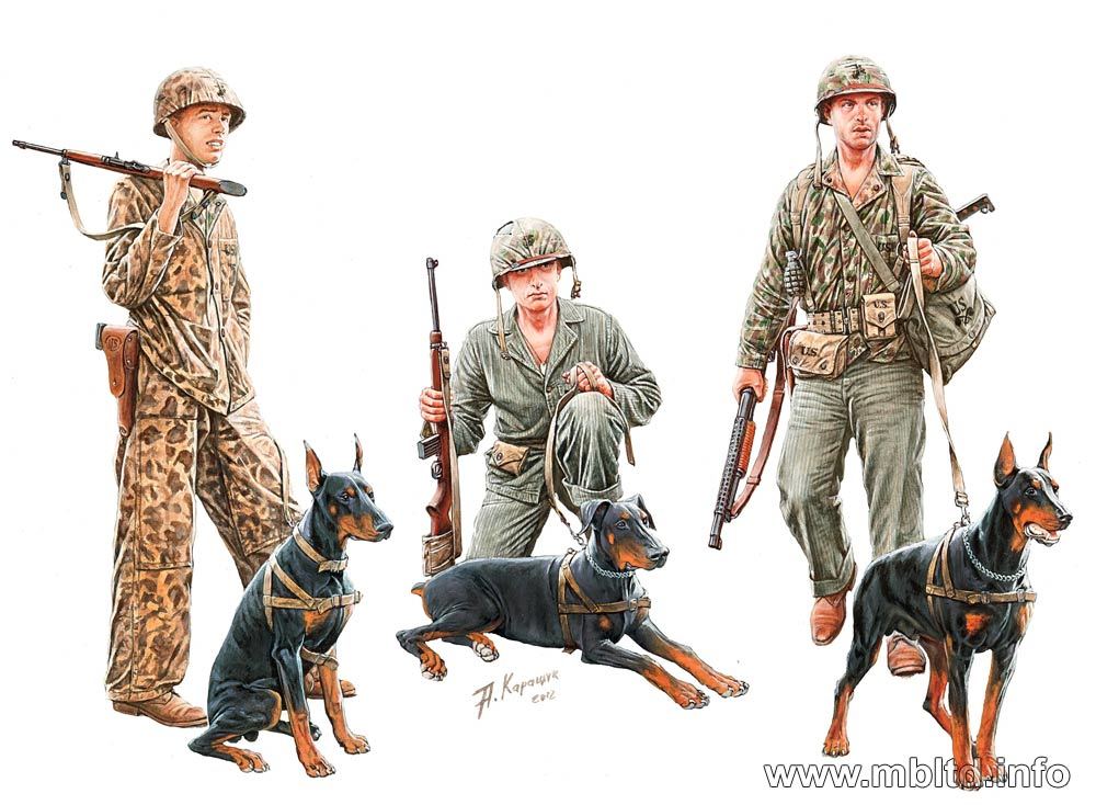 Master Box - Master Box 35155 1/35 Dogs in service in the US Marine Corps, WW II era Plastic Model Kit