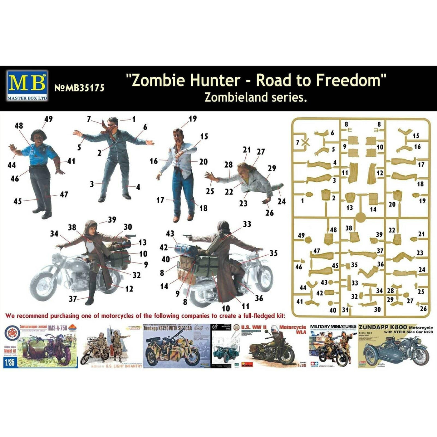 Master Box - Master Box 35175 1/35 Zombie Hunter - Road to Freedom, Zombieland series Plastic Model Kit